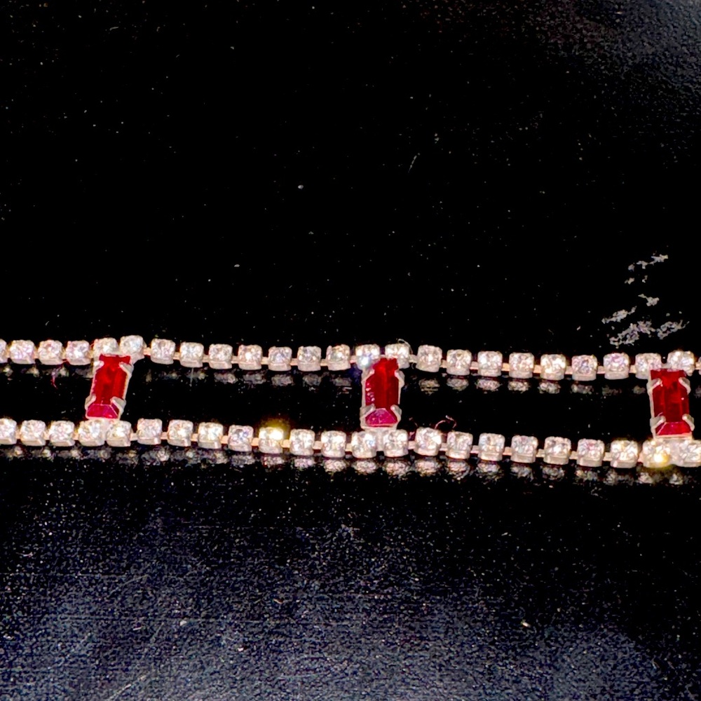 Dainty vintage rhinestone cocktail bracelet, silver tone